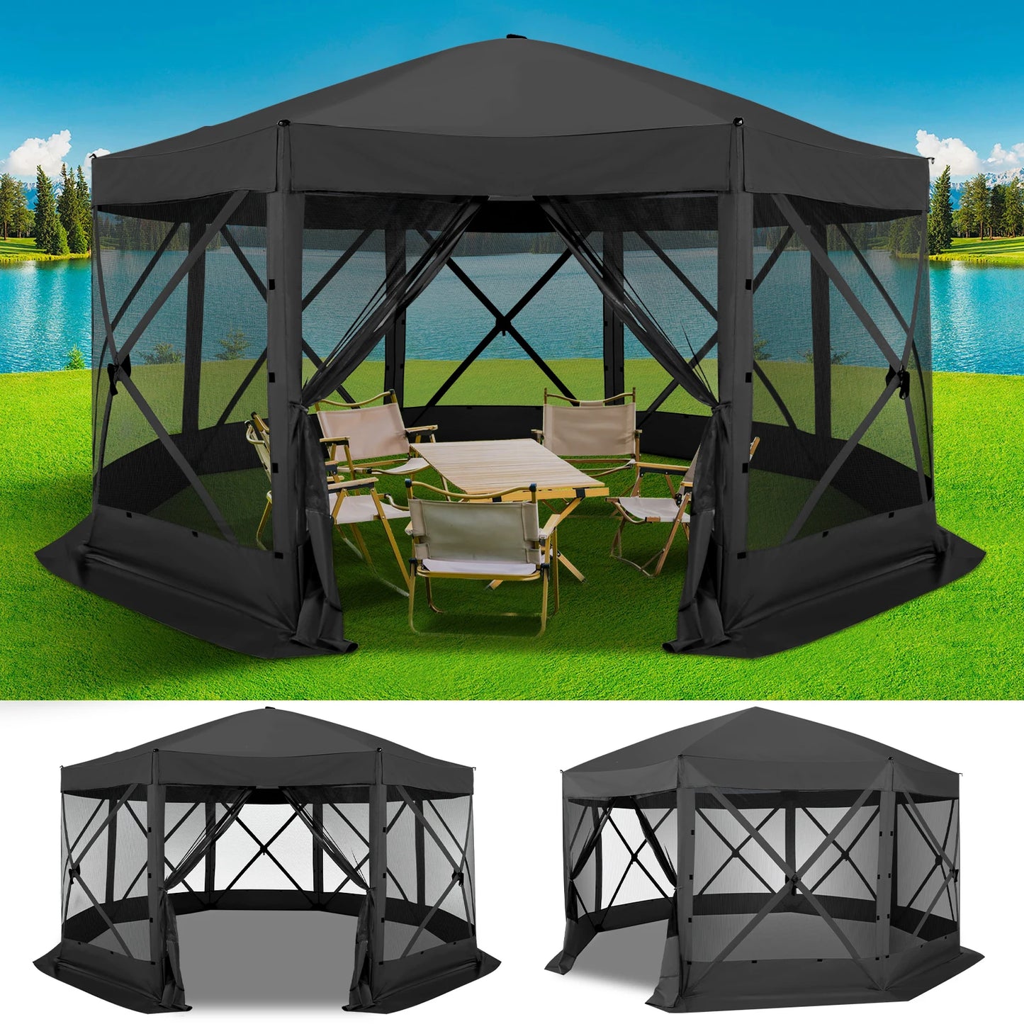 Cobizi Pop Up Gazebo Canopy Tent With Mosquito Netting