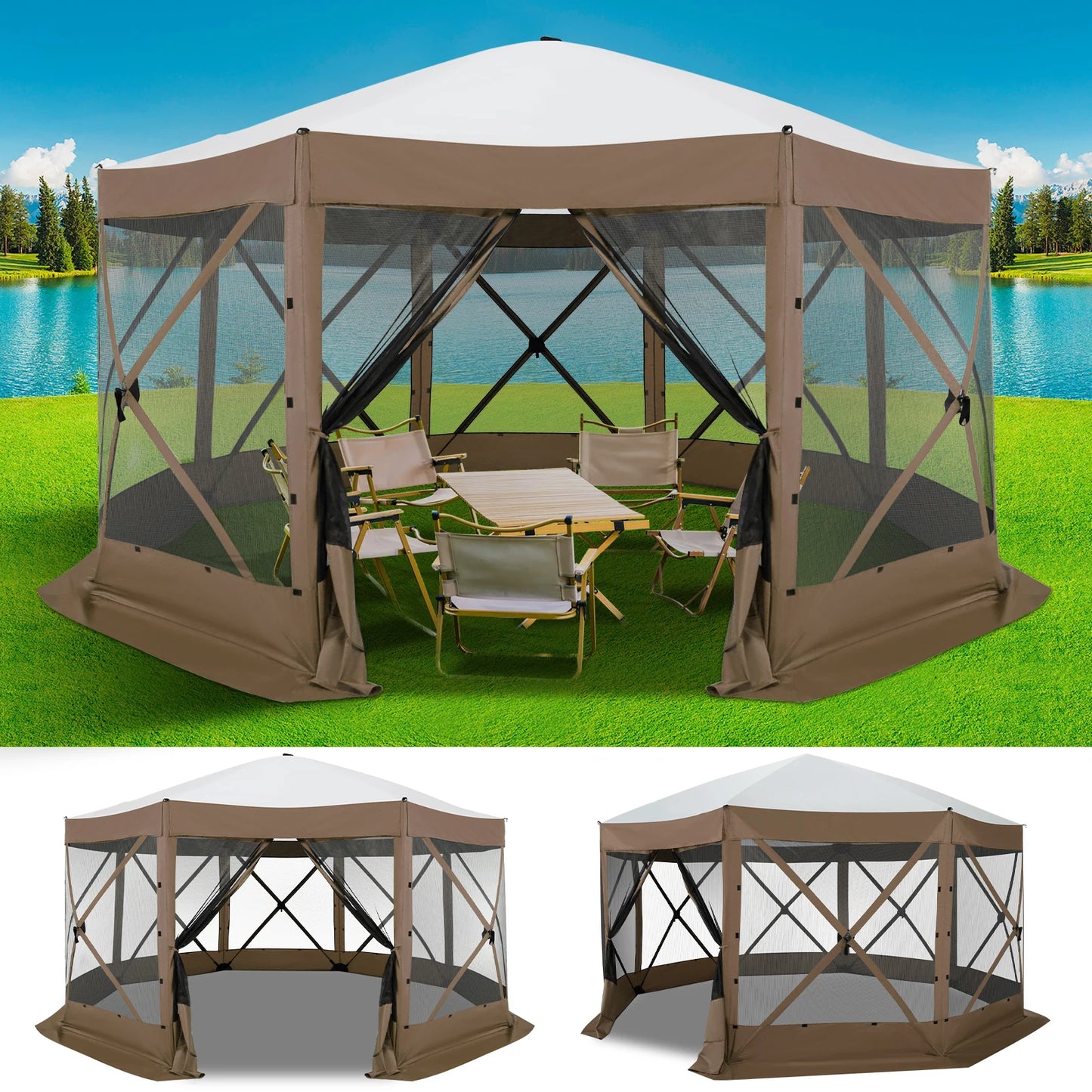 Cobizi Pop Up Gazebo Canopy Tent With Mosquito Netting