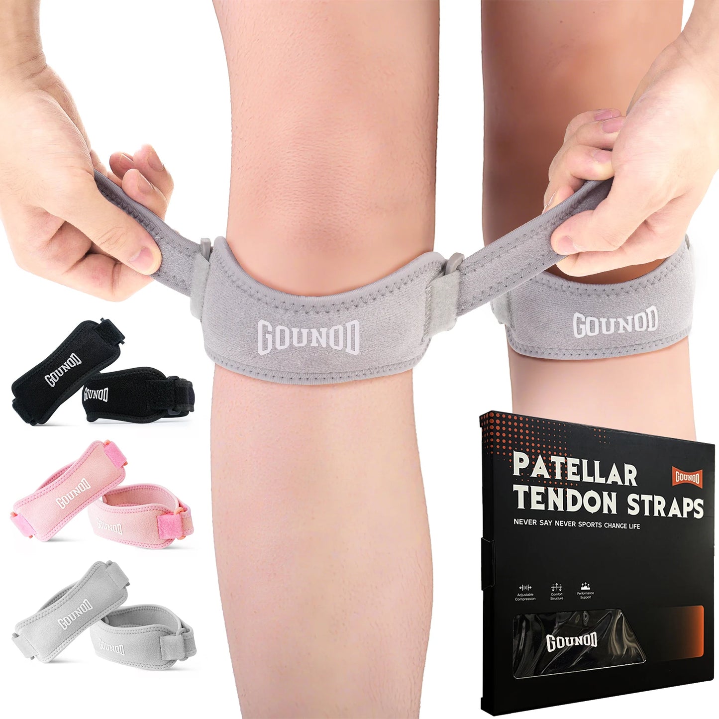 GOUNOD Patella Knee Straps Adjustable Pain Relief Running