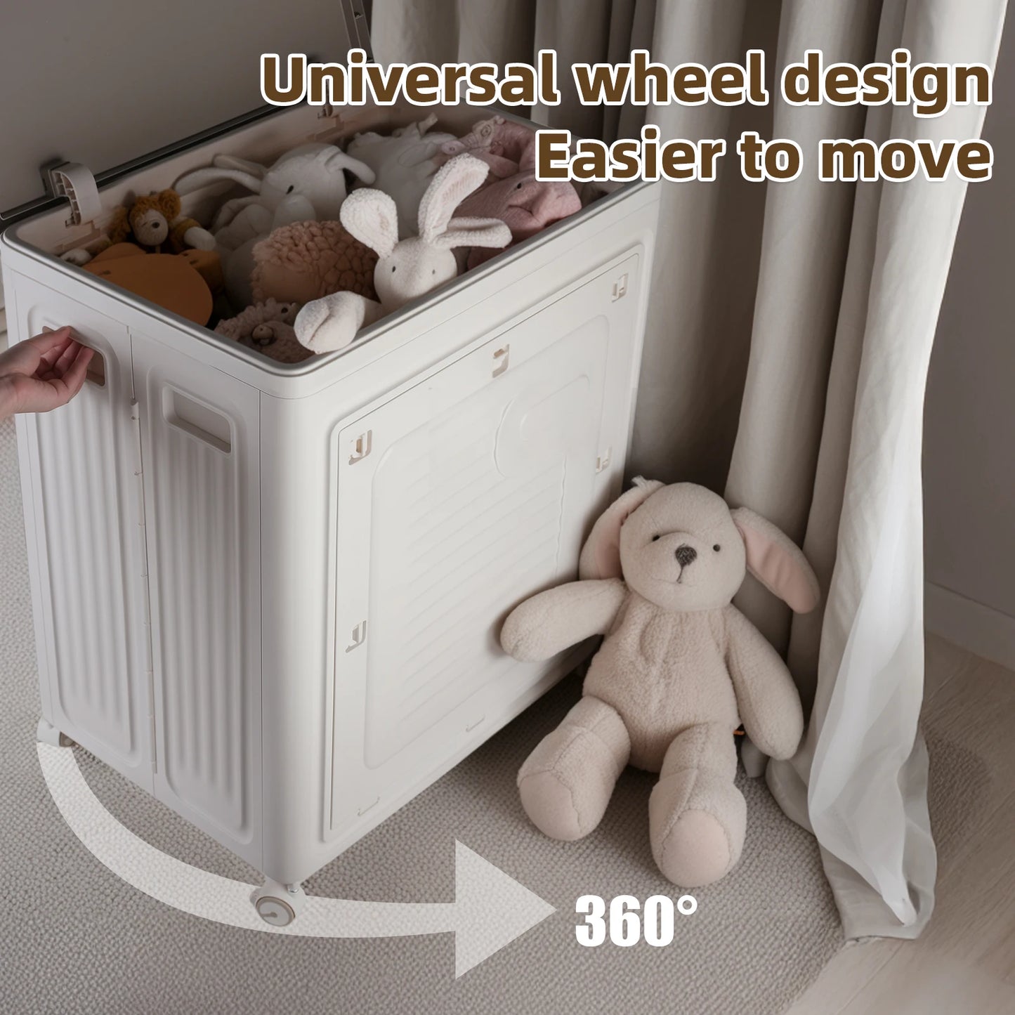 Foldable Storage Box With Wheels Large Capacity Dustproof Organizer