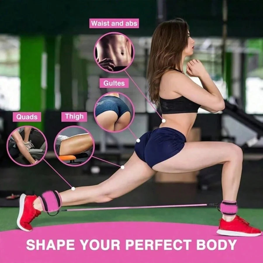 Ankle Resistance Bands Set For Leg Strength At Home Gym