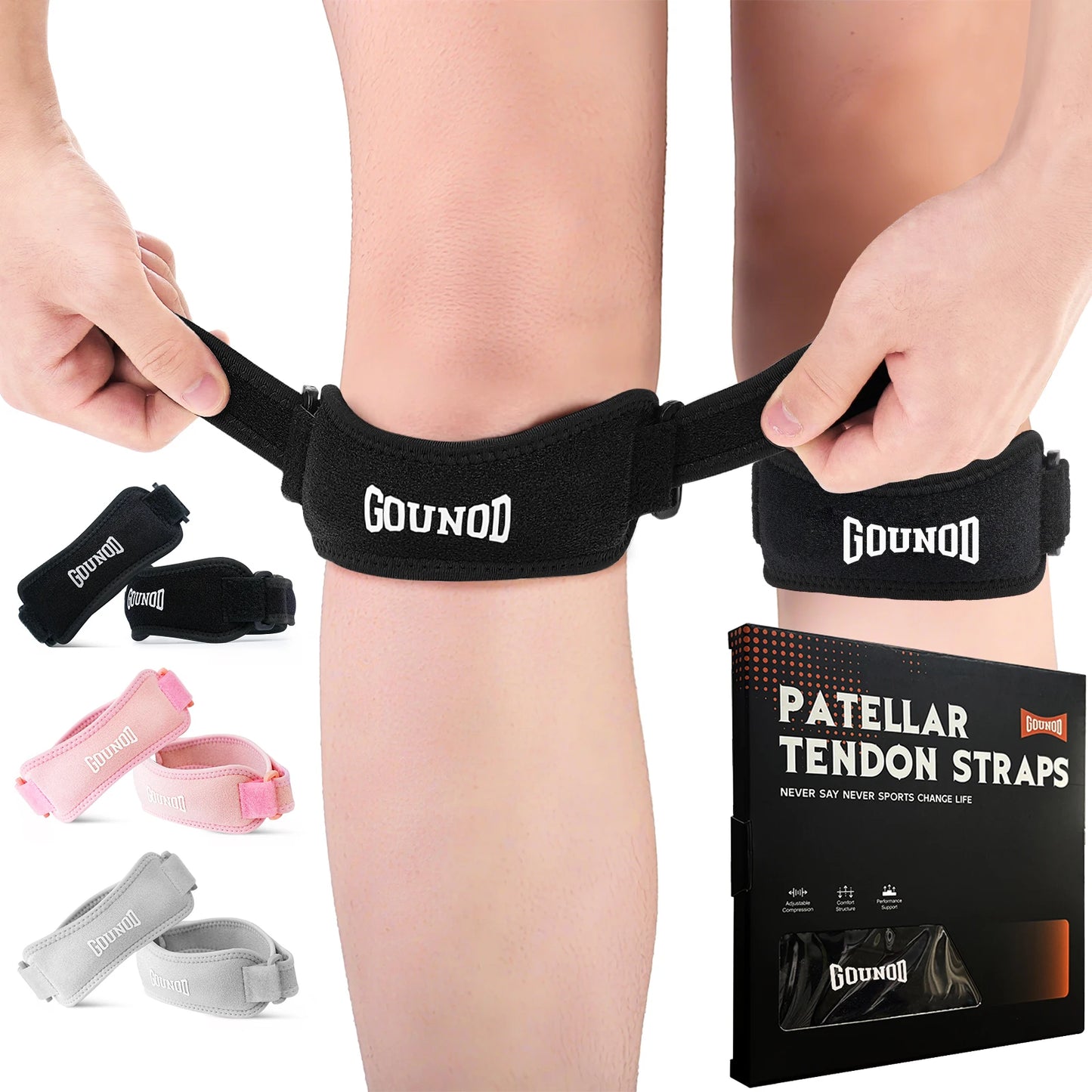 GOUNOD Patella Knee Straps Adjustable Pain Relief Running