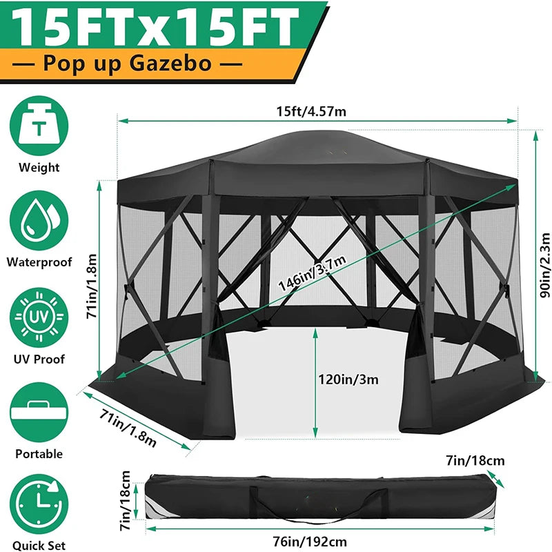 Cobizi Pop Up Gazebo Canopy Tent With Mosquito Netting
