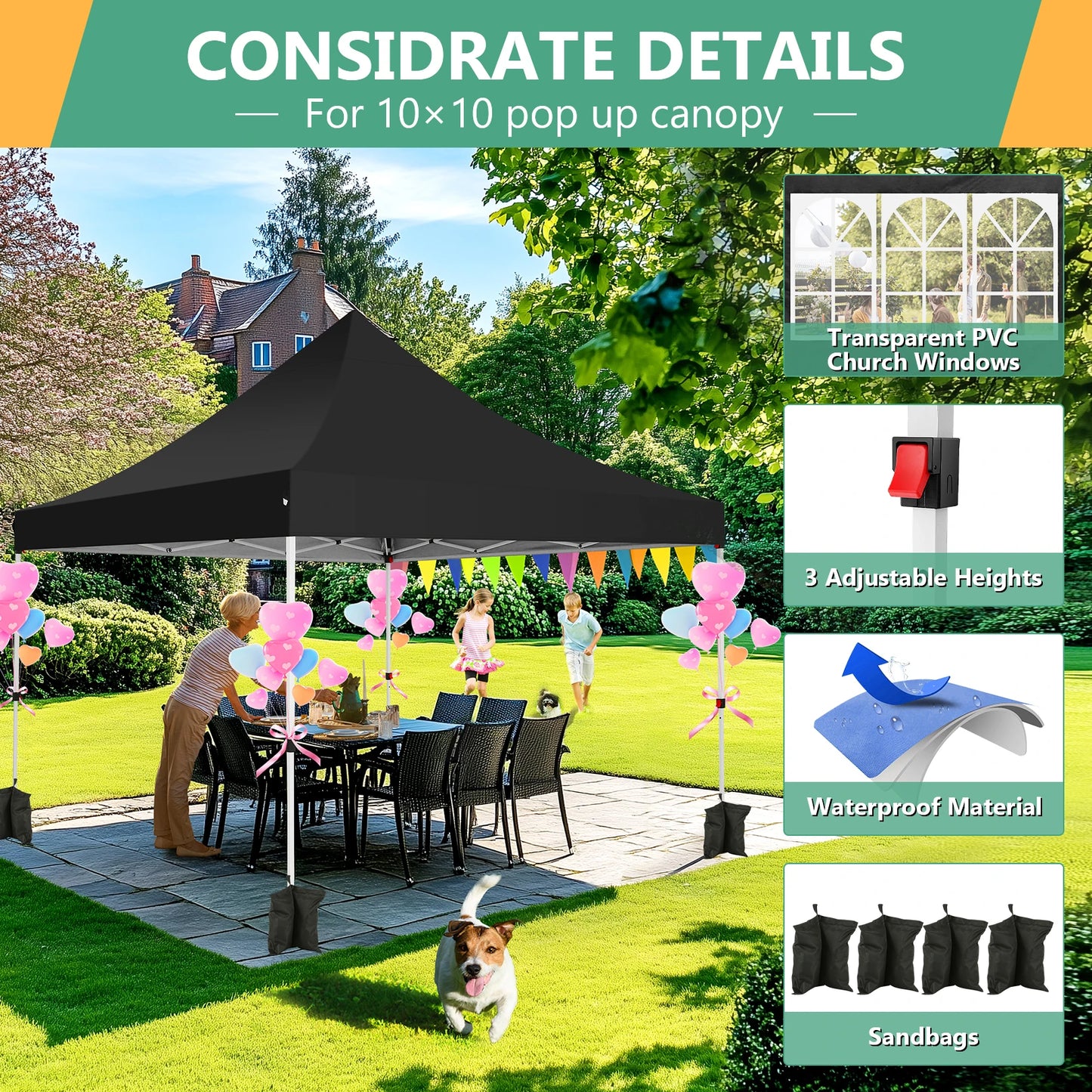 Tooluck Pop Up Canopy Tent With Sidewalls