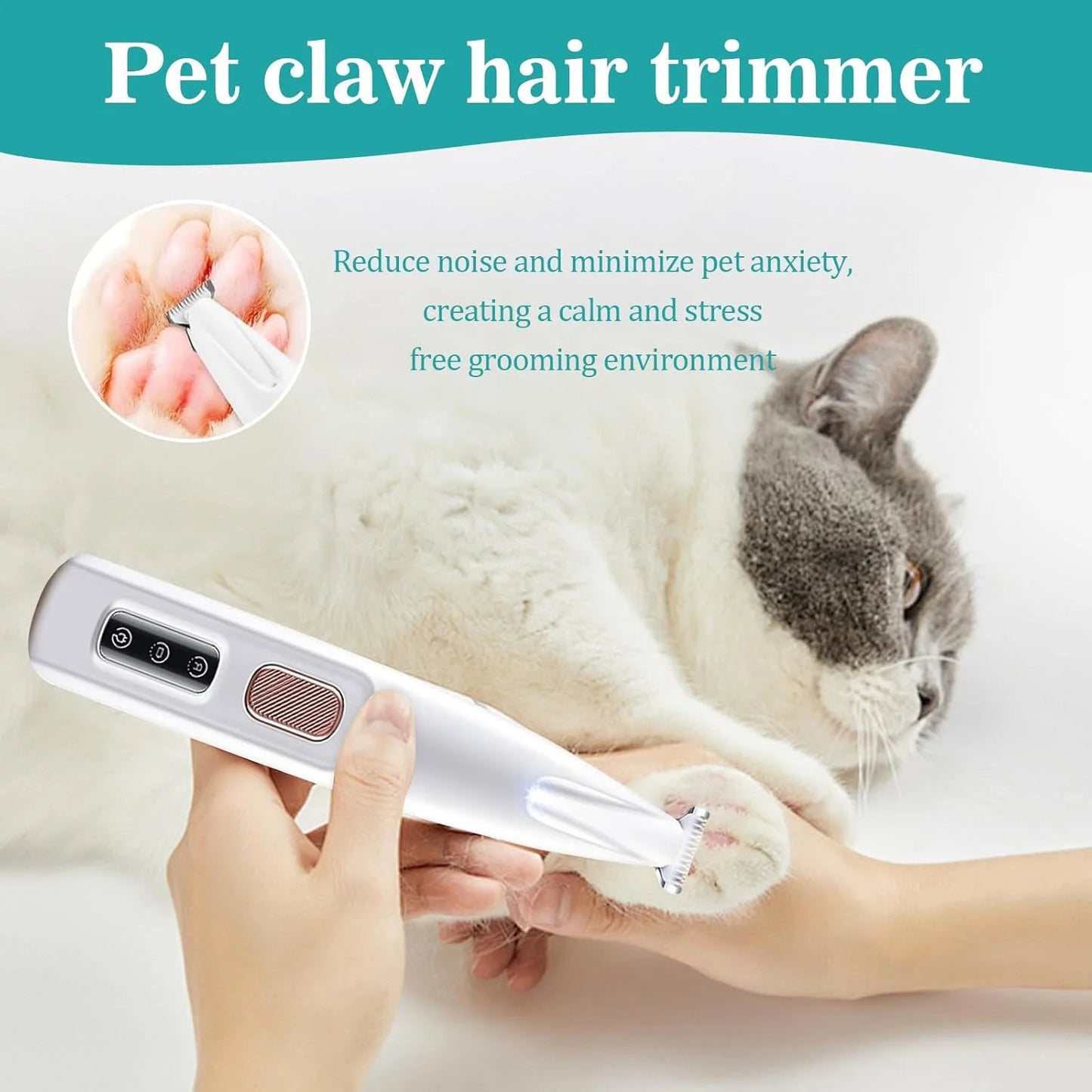 Rechargeable Pet Grooming Clippers With LED Light Blade