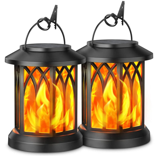 Solar Lanterns Outdoor Led Flickering Flame 4 Pack Waterproof