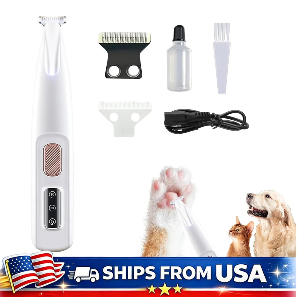 Rechargeable Pet Grooming Clippers With LED Light Blade