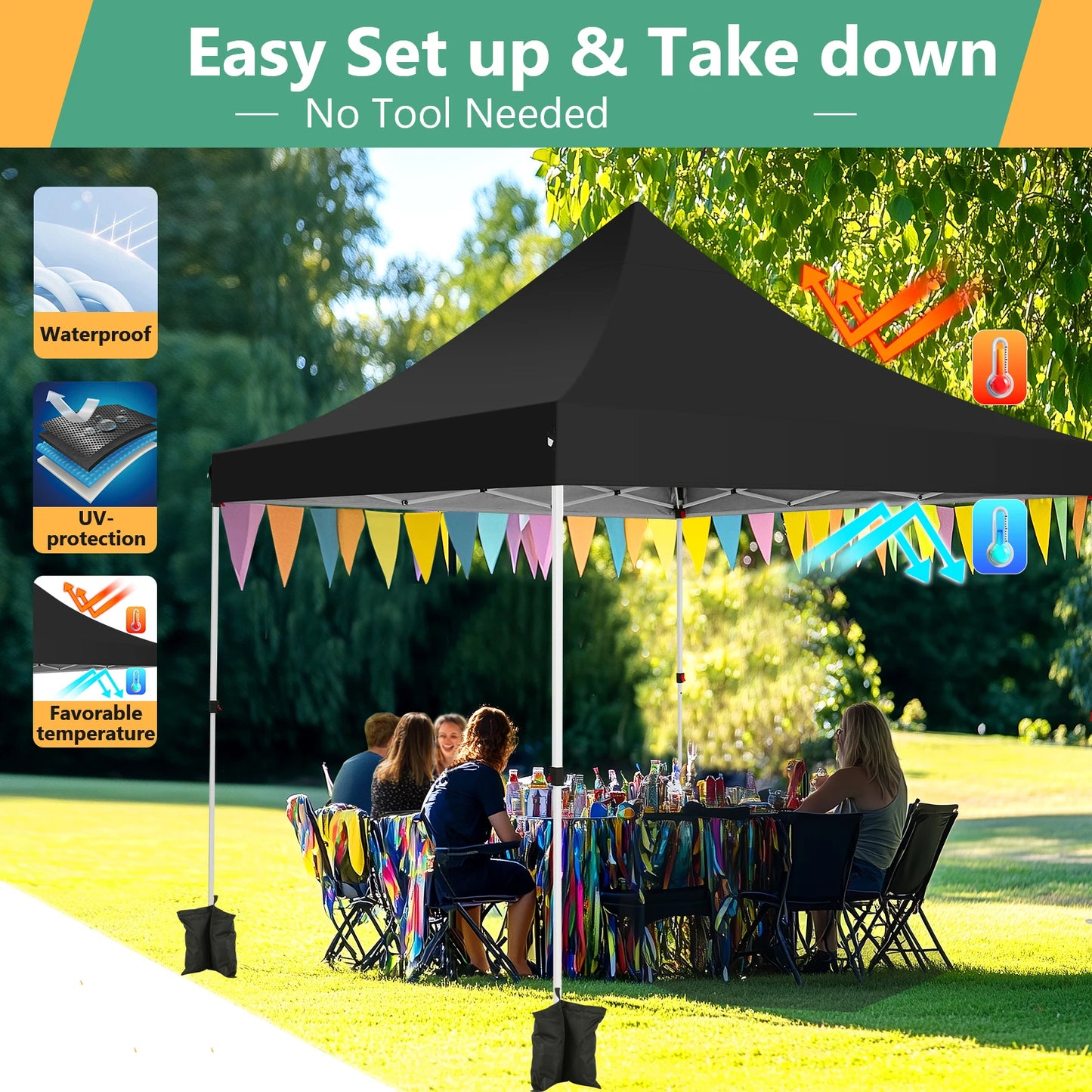 Tooluck Pop Up Canopy Gazebo With Sidewalls for Outdoor Events