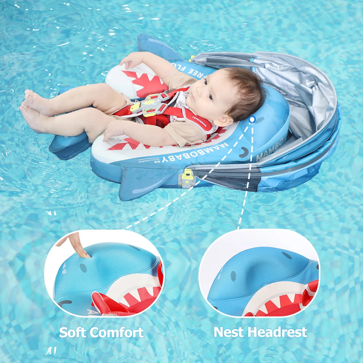 Mambobaby Baby Float With Canopy Solid Core For Infants