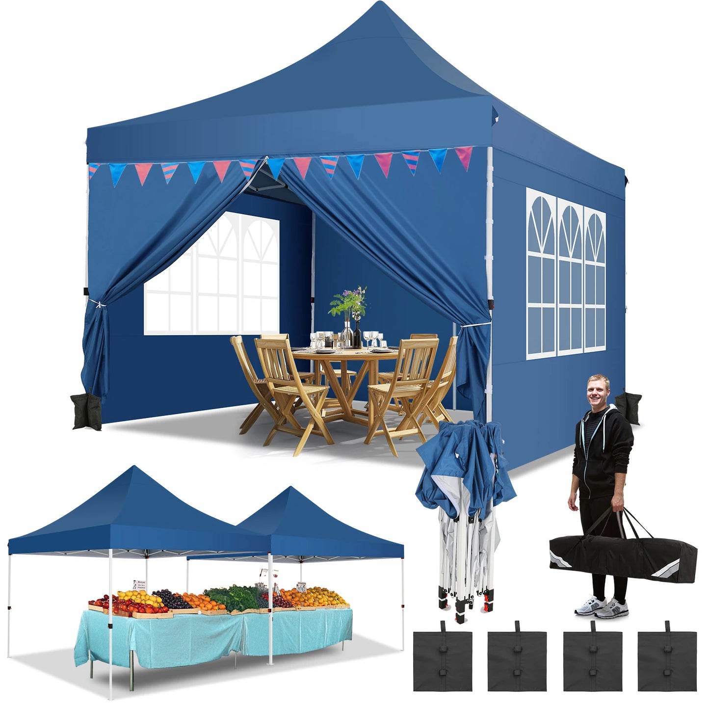 Tooluck Pop Up Canopy Tent With Sidewalls