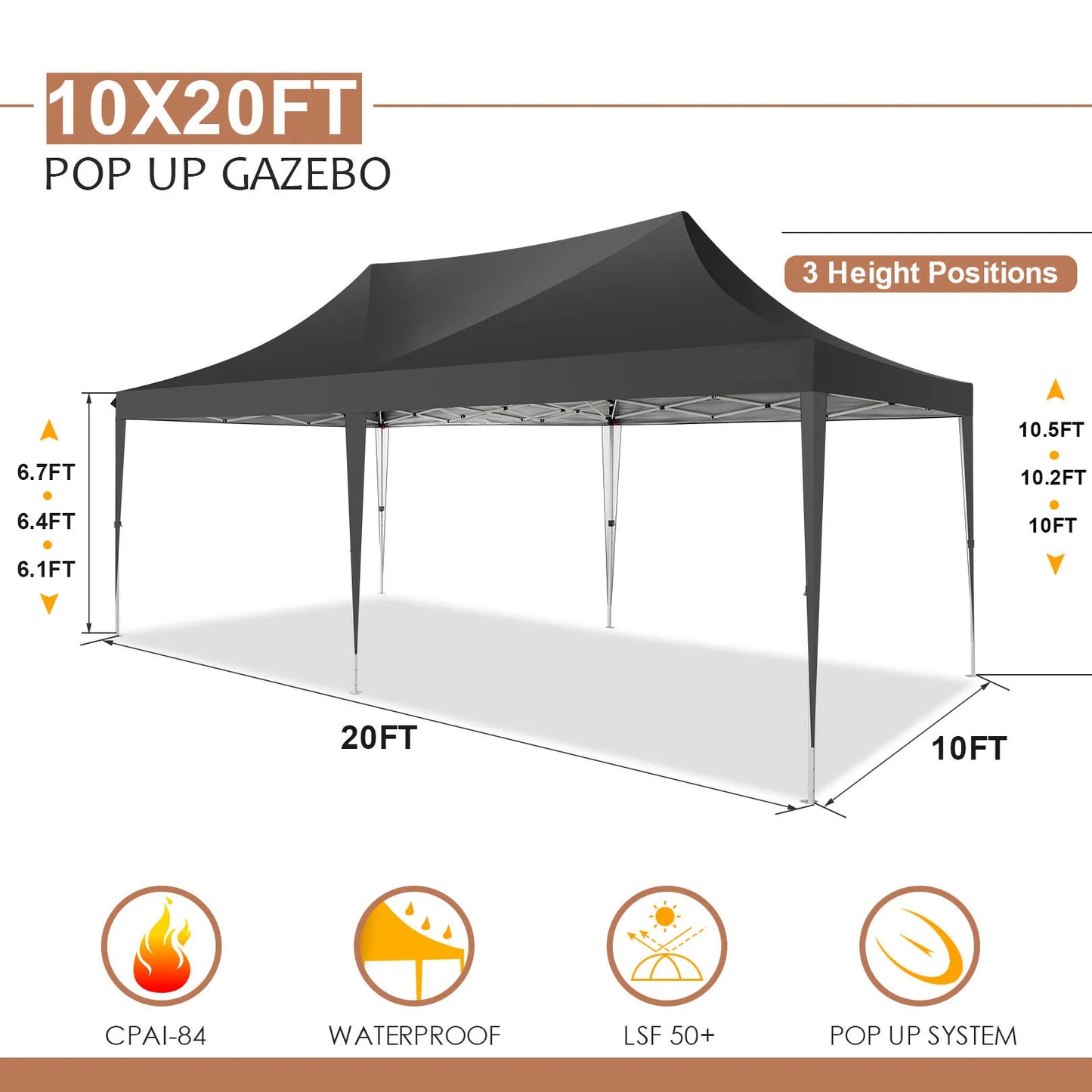 COBIZI Pop Up Canopy Gazebo With UV50 Waterproof Tent