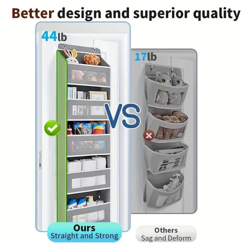 5-Shelf Hanging Storage Organizer Behind Door Pockets Anti Tilt