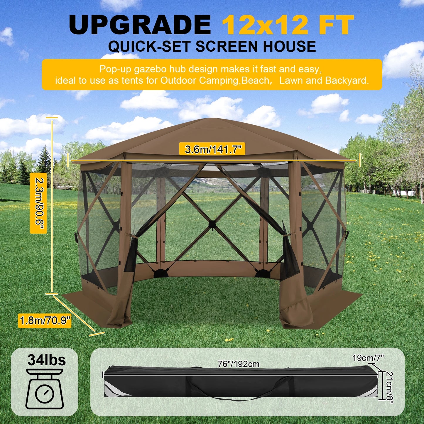 Tooluck Pop Up Gazebo With Mosquito Netting And Awning
