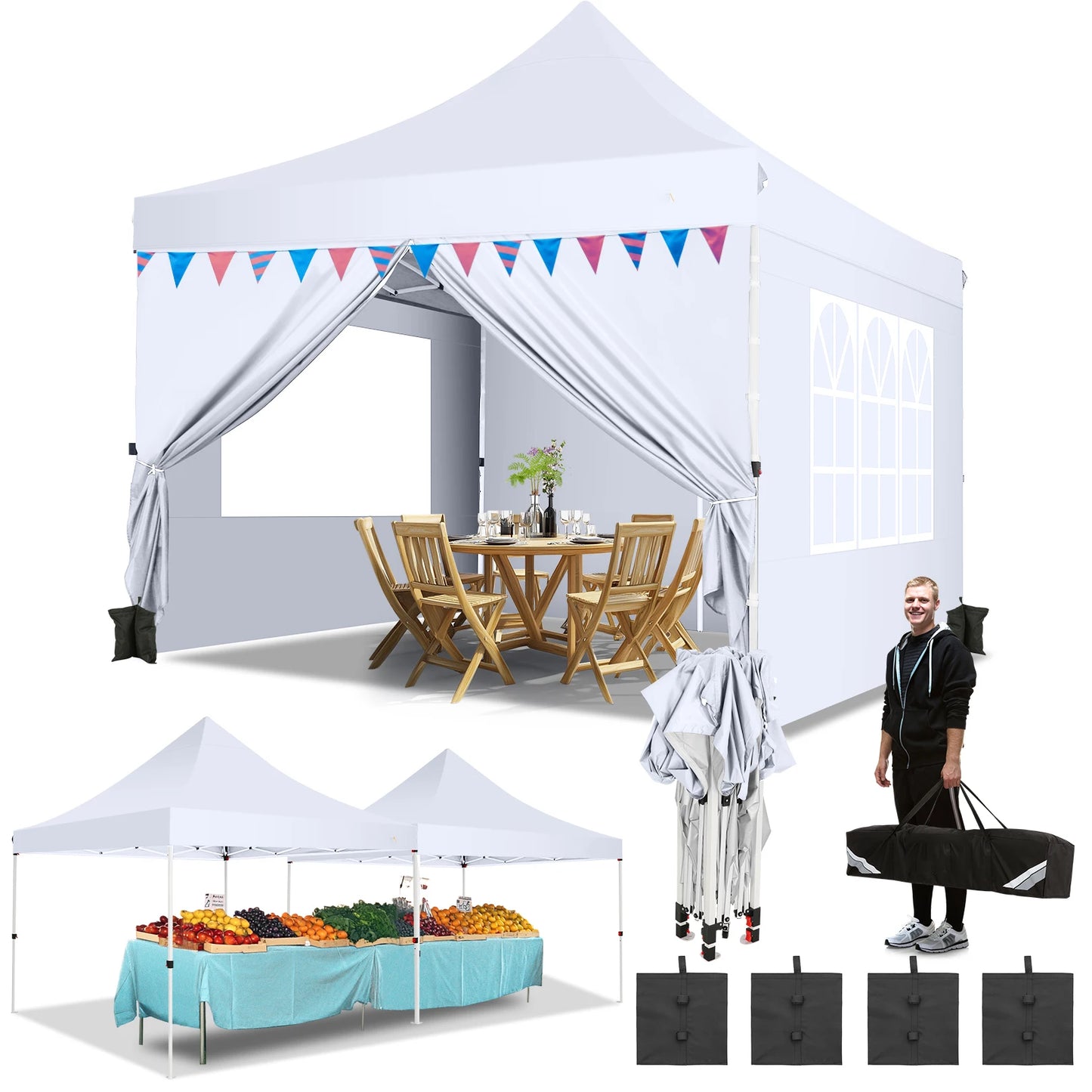 Tooluck Pop Up Canopy Gazebo With Sidewalls for Outdoor Events