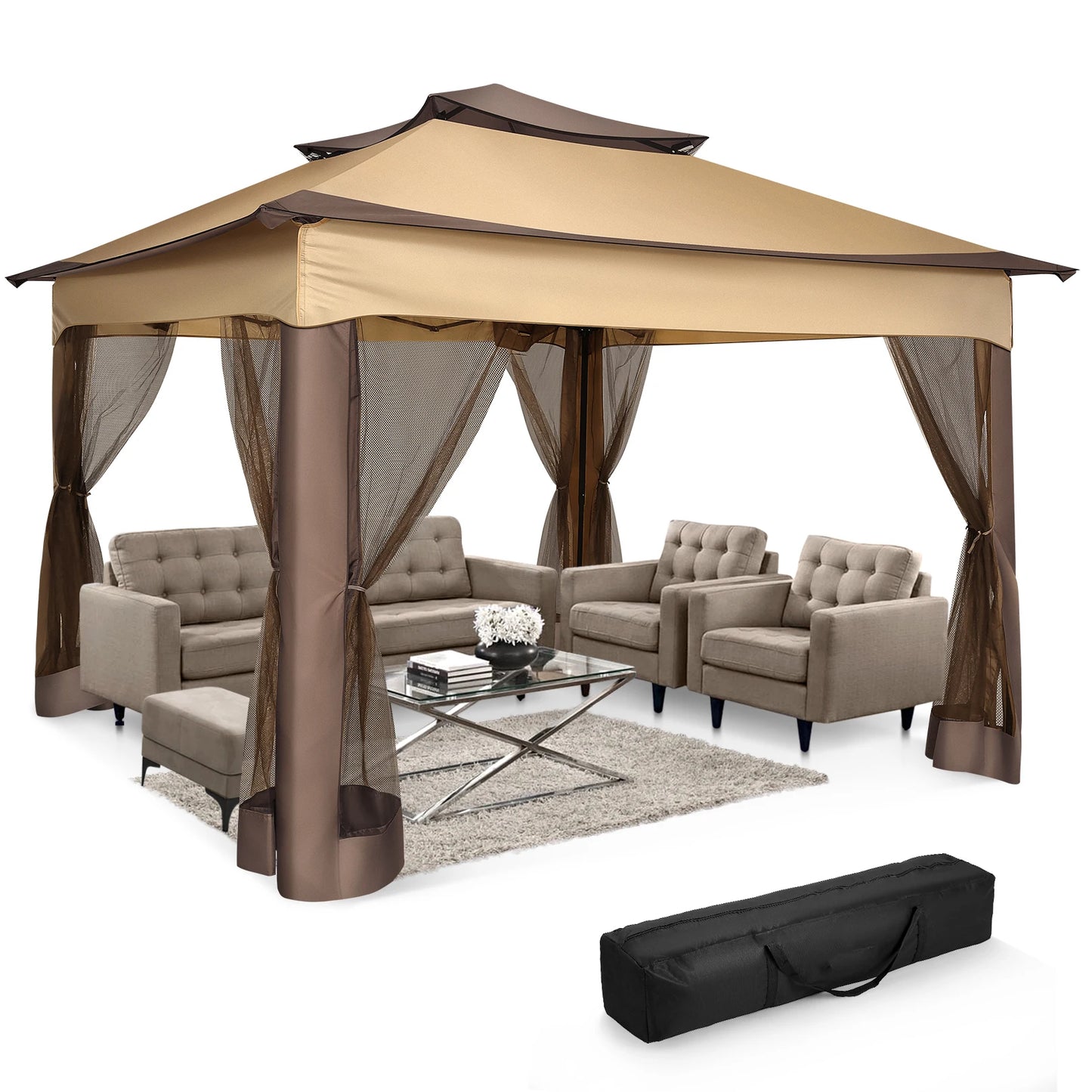 Tooluck Pop Up Gazebo With Mosquito Netting Outdoor Canopy Tent