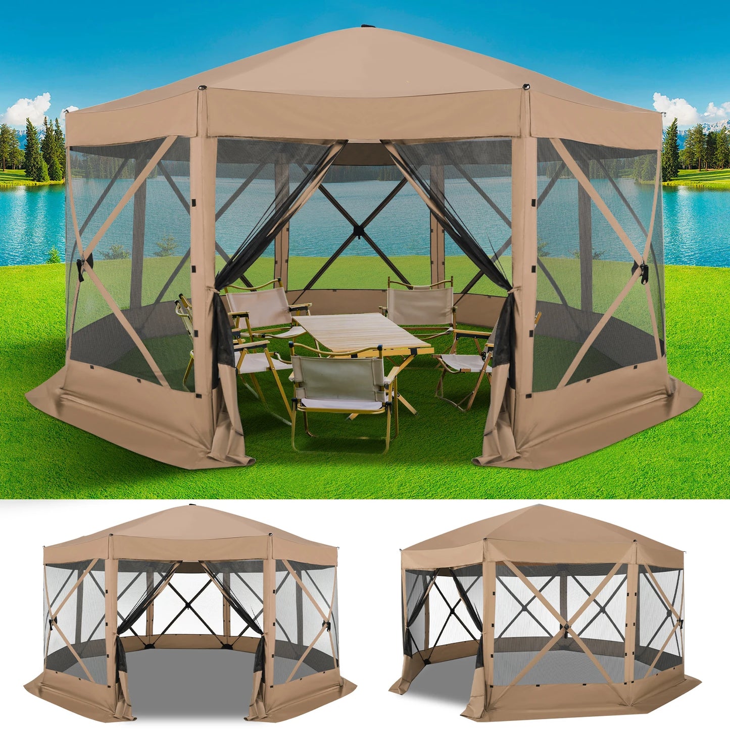 Cobizi Pop Up Gazebo Canopy Tent With Mosquito Netting