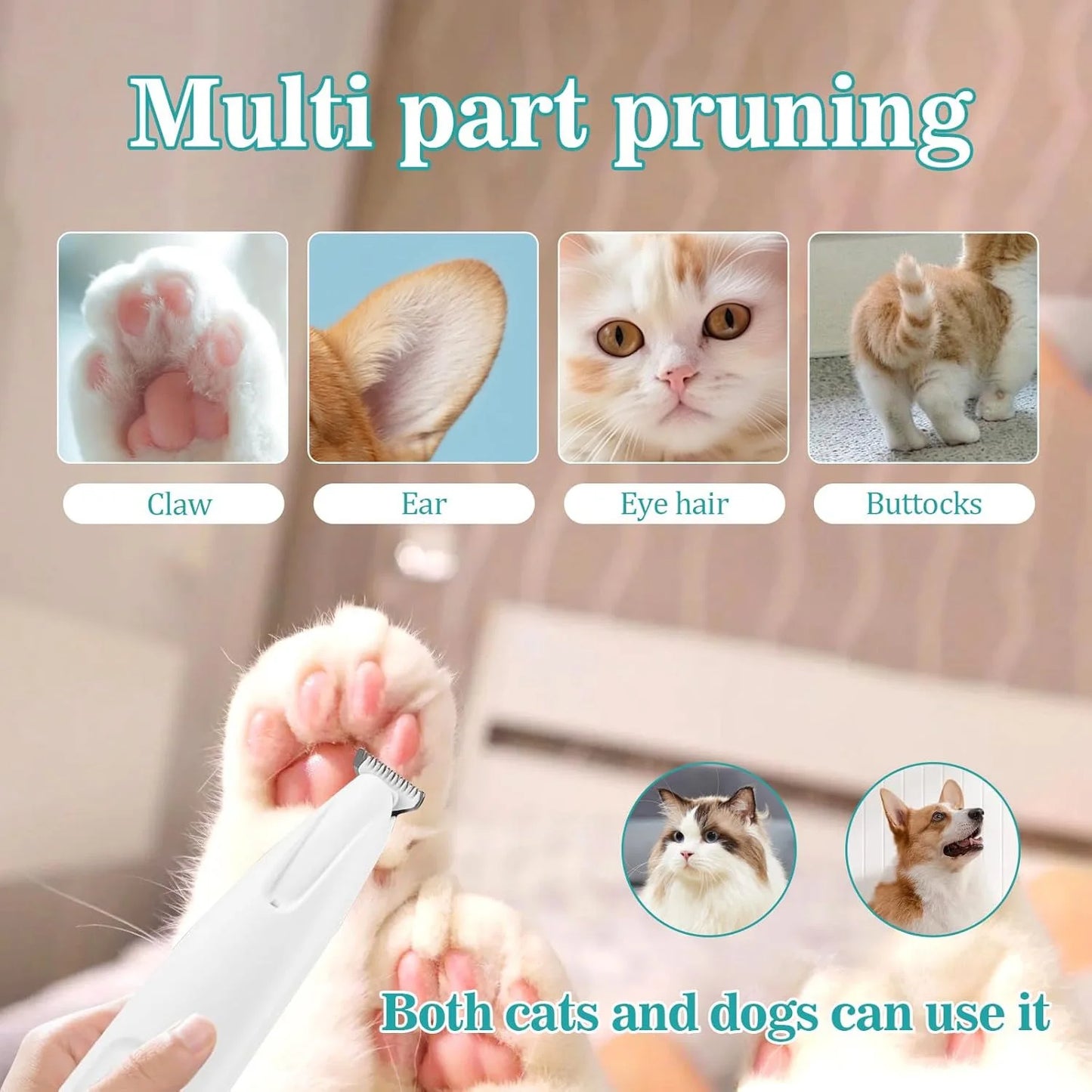 Rechargeable Pet Grooming Clippers With LED Light Blade