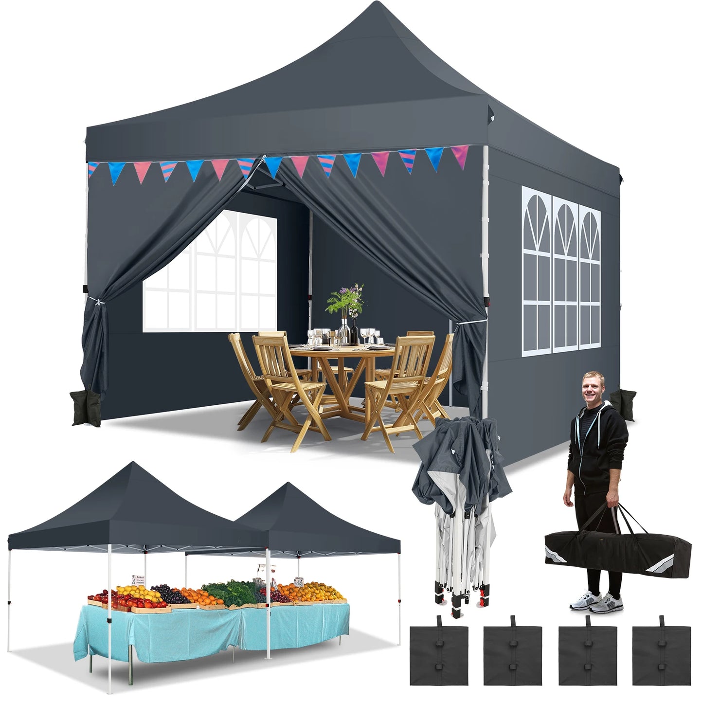Tooluck Pop Up Canopy Gazebo With Sidewalls for Outdoor Events
