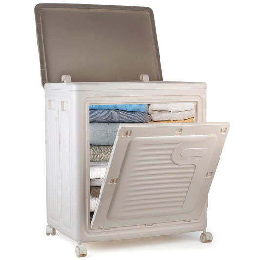 Foldable Storage Box With Wheels Large Capacity Dustproof Organizer