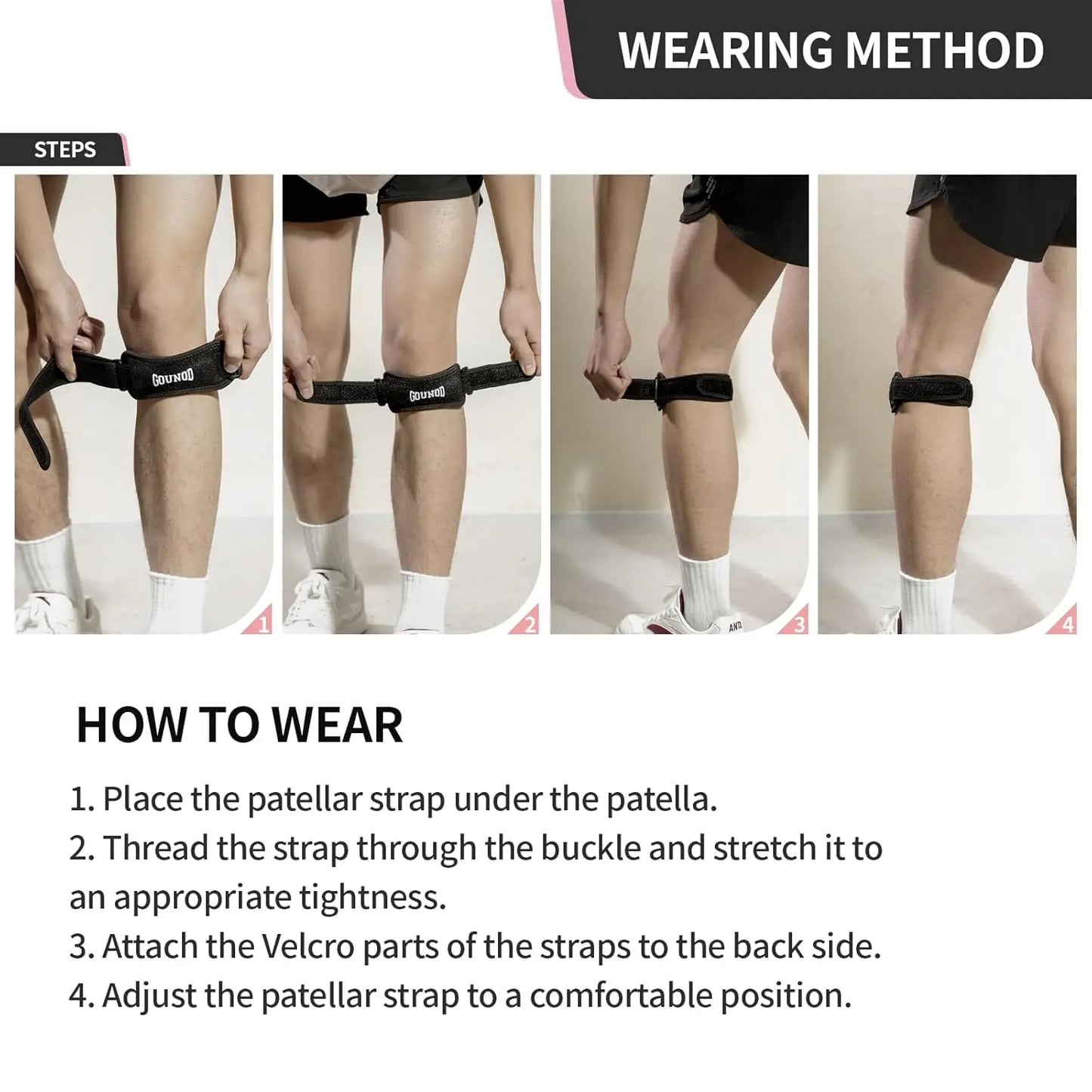 GOUNOD Patella Knee Straps Adjustable Pain Relief Running