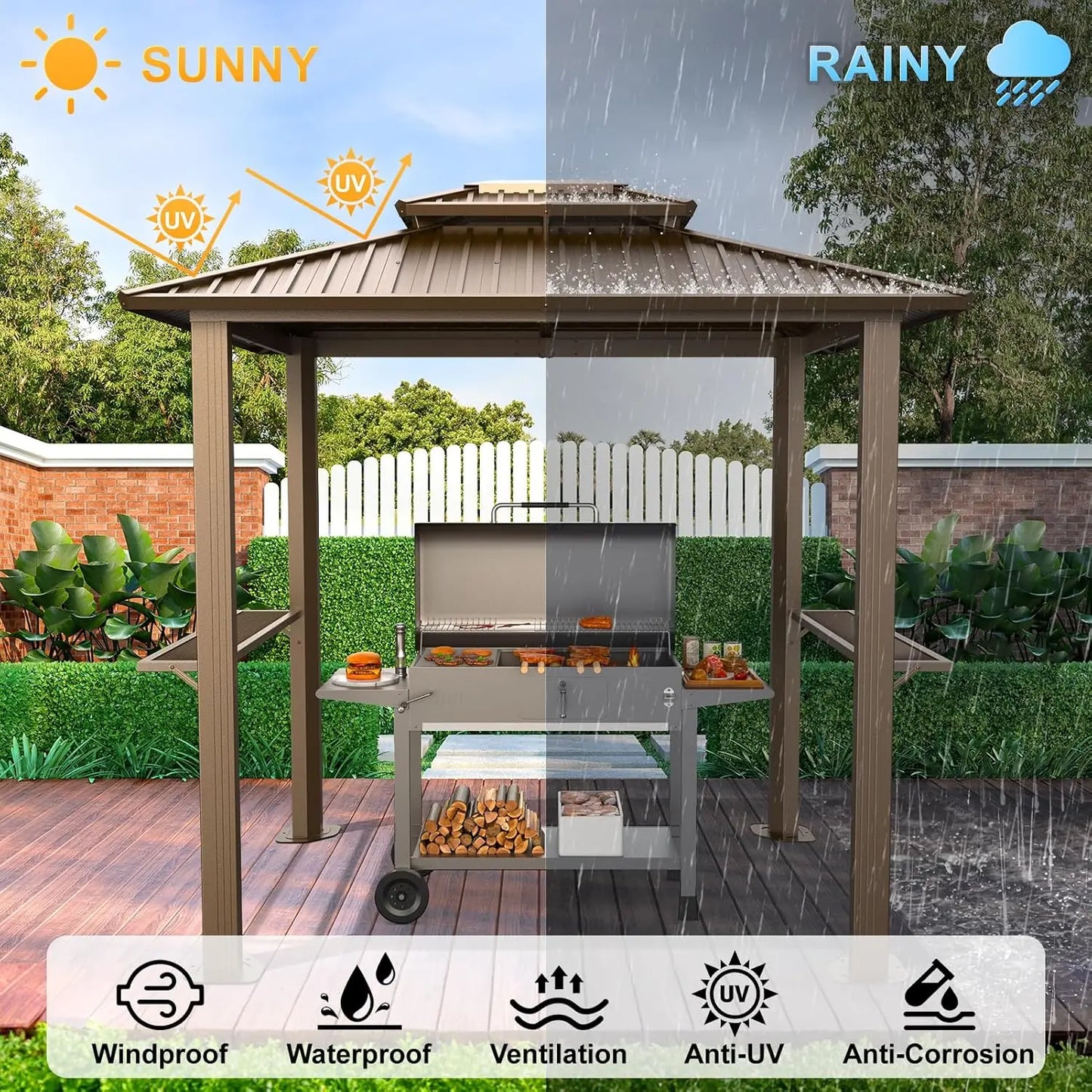 Tooluck Hardtop Gazebo With Galvanized Steel Roof And Aluminum Frame