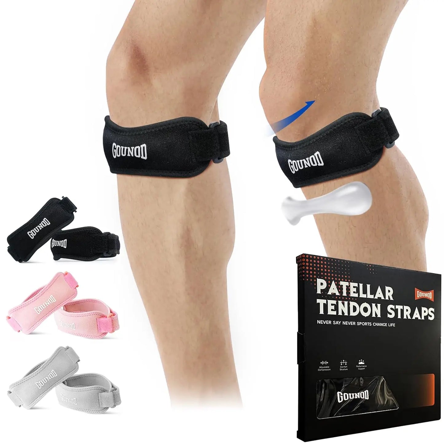 GOUNOD Patella Knee Straps Adjustable Pain Relief Running