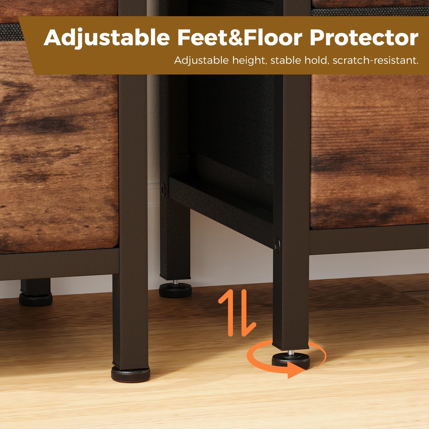 JHK Fabric Drawers Nightstands Pair With USB Ports Charging Station