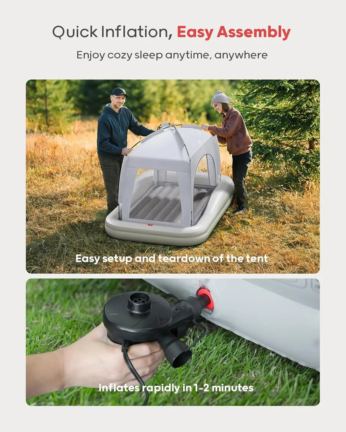 Inflatable Toddler Travel Bed With Tent For Camping And Home