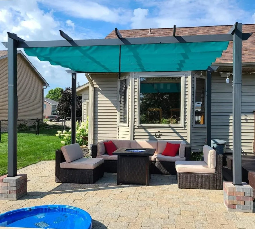 Purple Leaf Outdoor Retractable Pergola With Sun Shade Canopy
