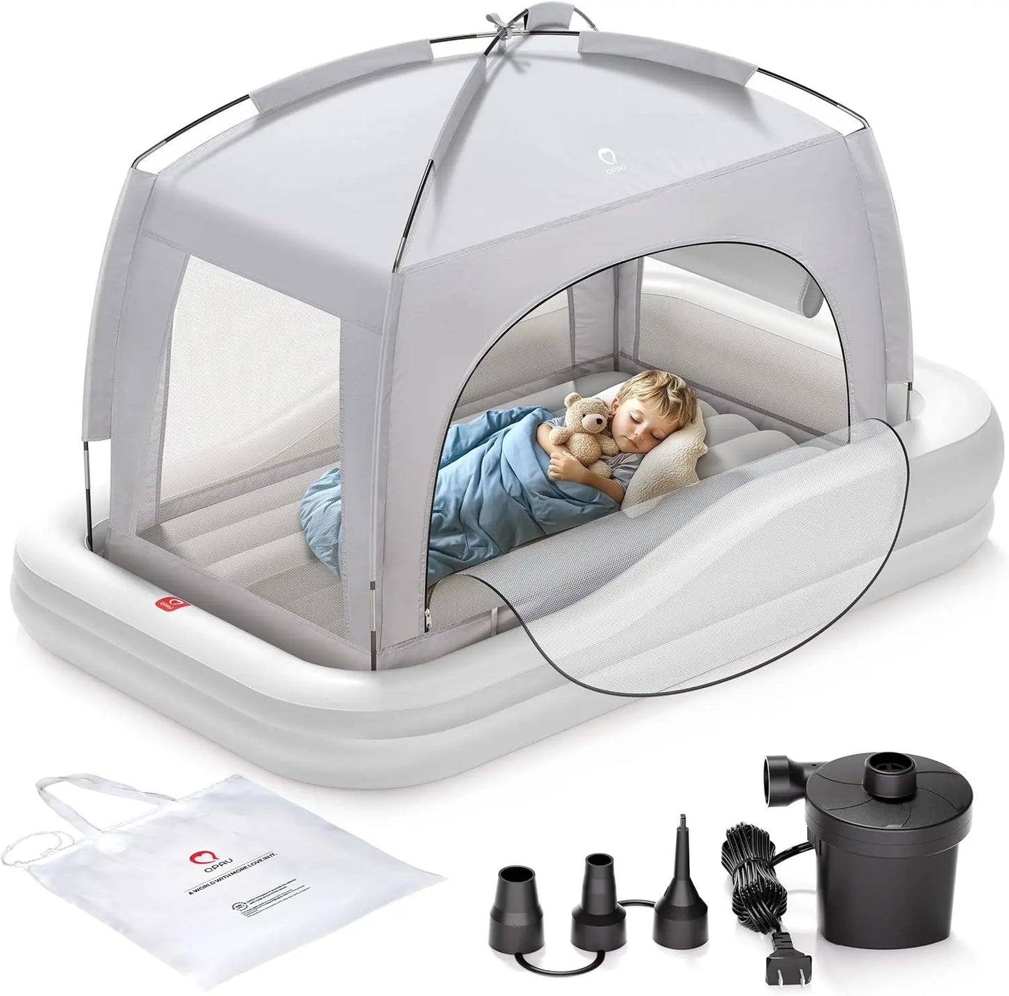 Inflatable Toddler Travel Bed With Tent For Camping And Home