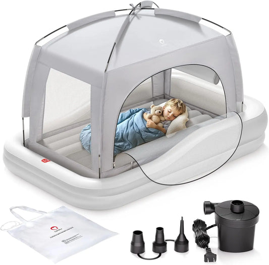 Inflatable Toddler Travel Bed With Tent For Camping And Home