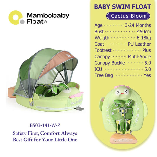 Mambobaby Baby Pool Float With Canopy And Adjustable Strap