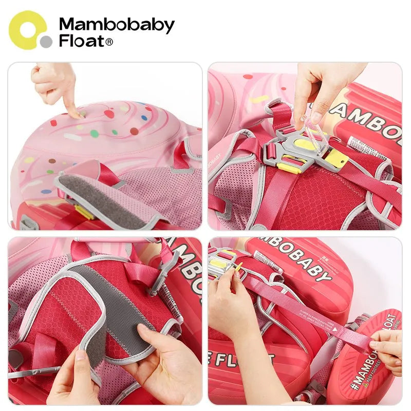 Mambobaby Baby Pool Float With Canopy And Adjustable Strap