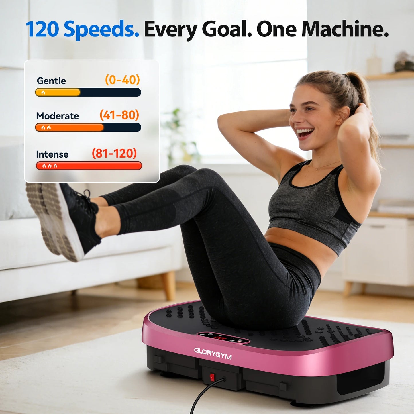 Magnetic Vibration Plate Exercise Machine 330lb Capacity Home Gym 120 Levels