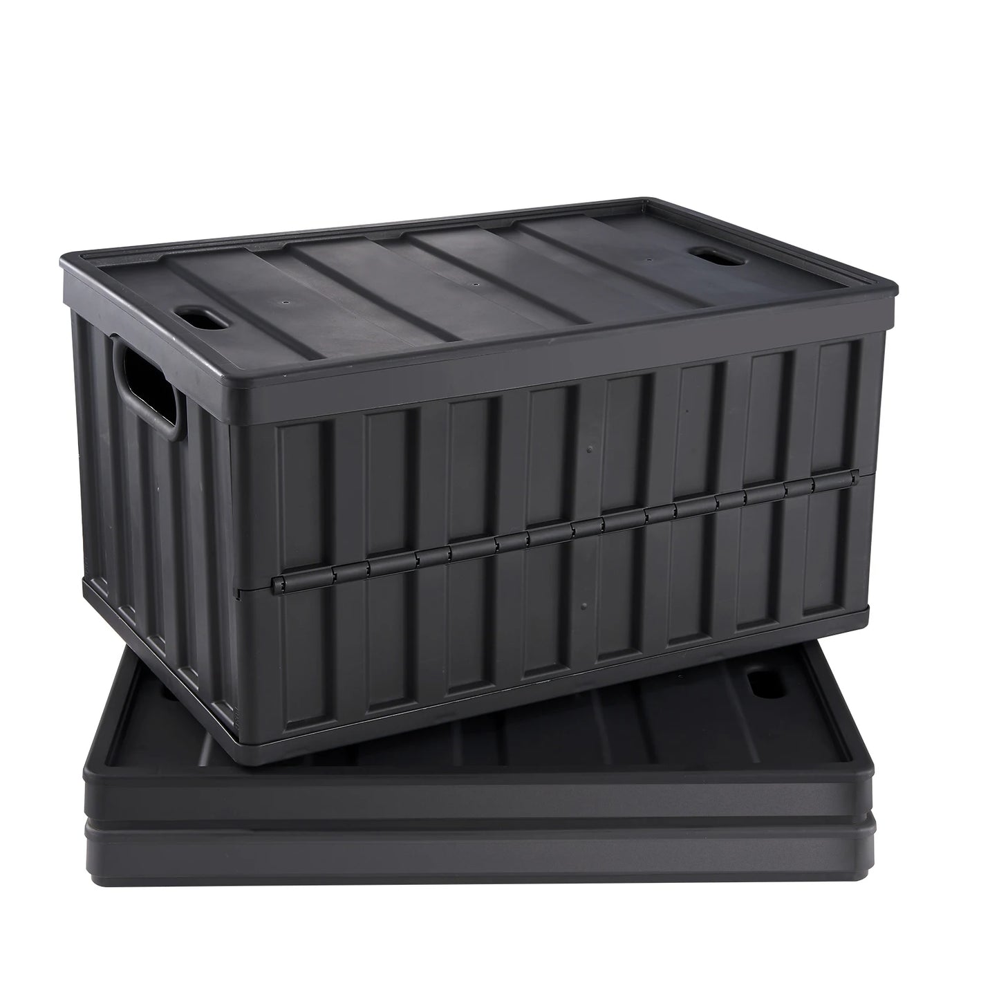 Collapsible Storage Bins Set of 3 Folding Stackable Crates Lids