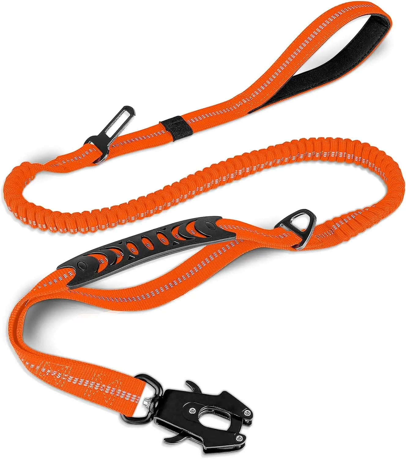 Reflective Shock Absorbing Tactical Dog Leash With Seatbelt