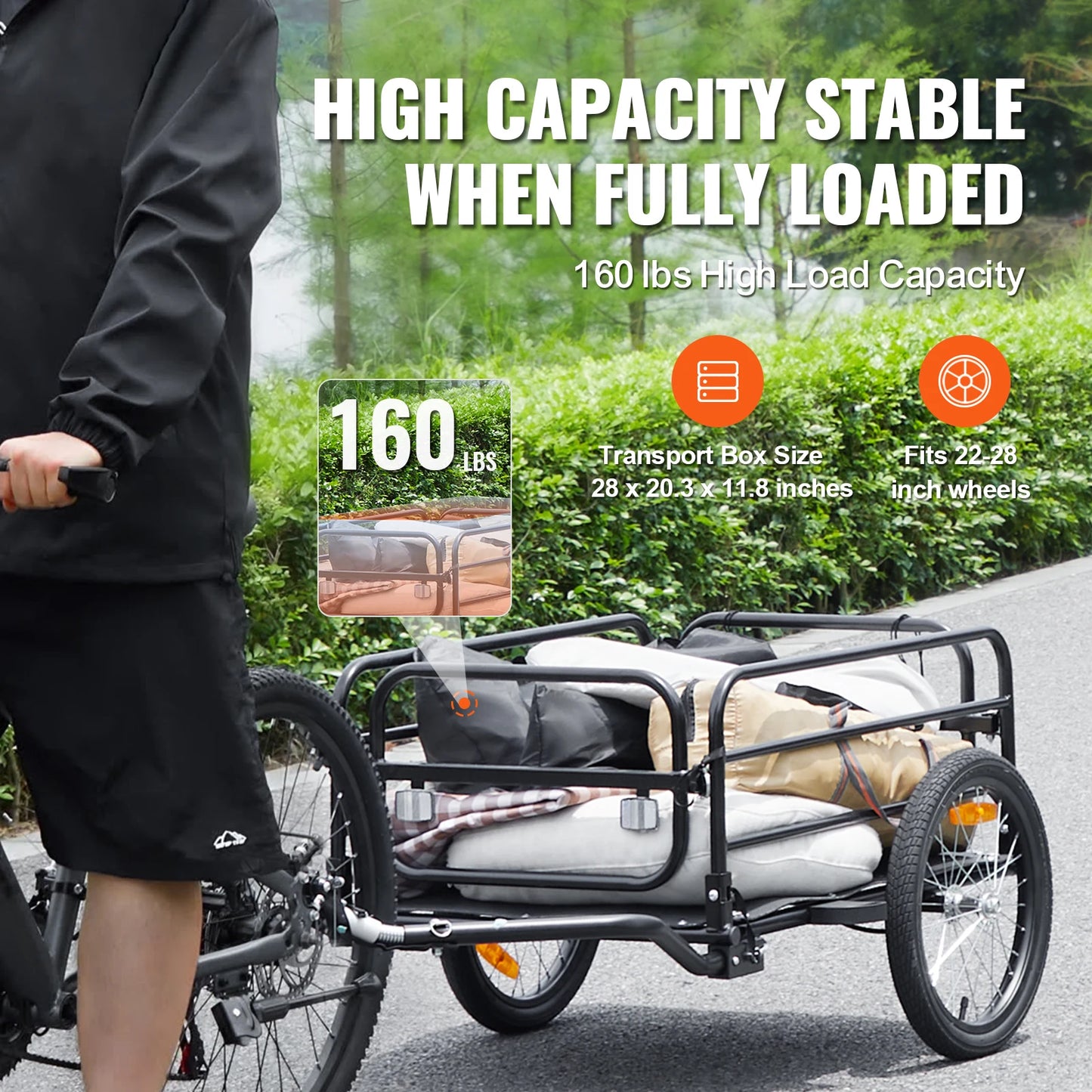Bike Cargo Trailer Foldable 160 Lb With 16 Inch Wheels