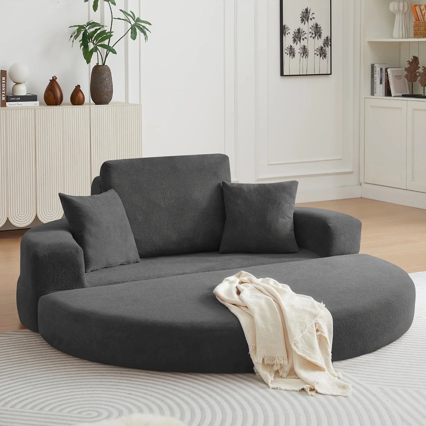 PIYRQ Foldable Convertible Sleeper Sofa With 3 Pillows