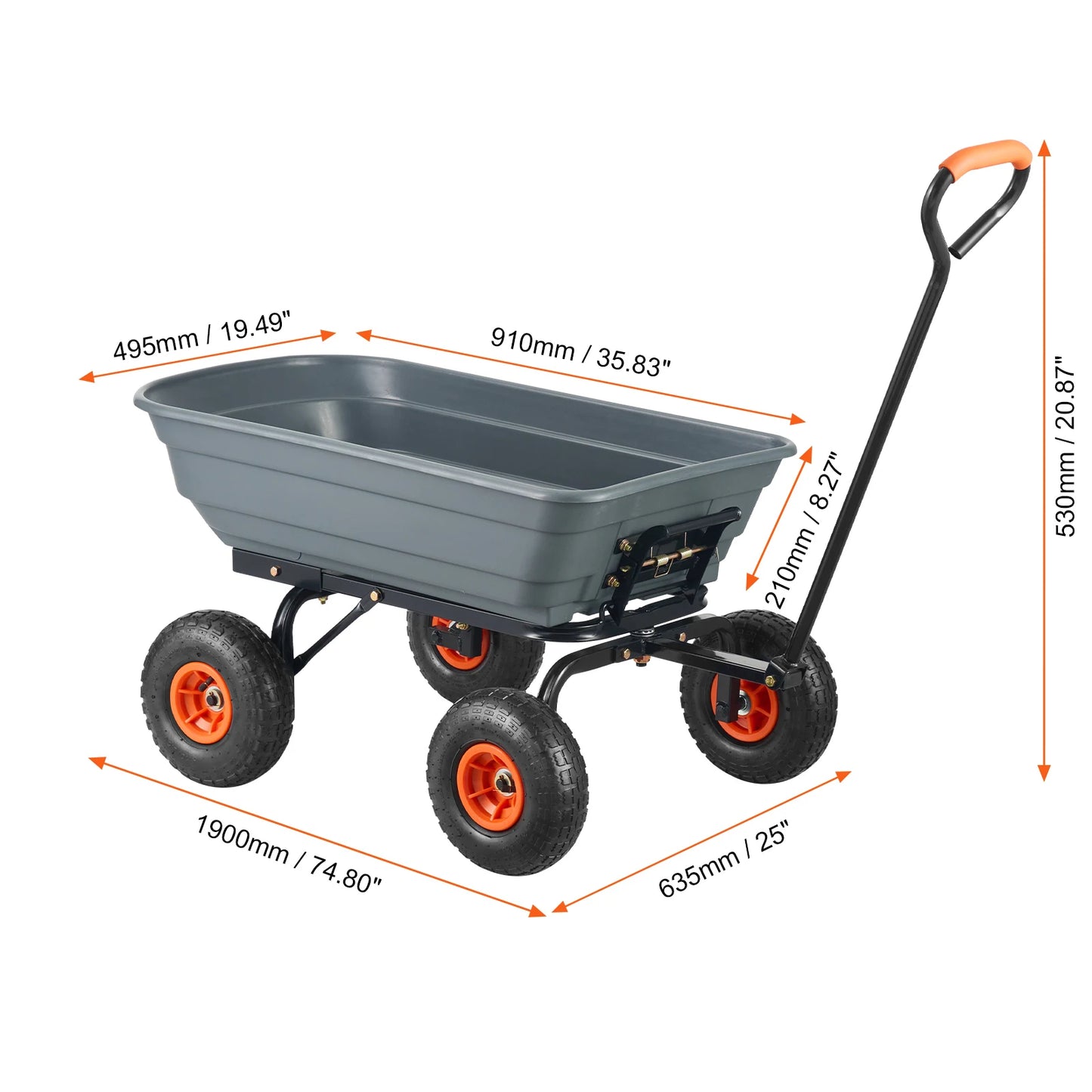 SucceBuy Poly Garden Dump Cart With Steel Frame 600 Lb