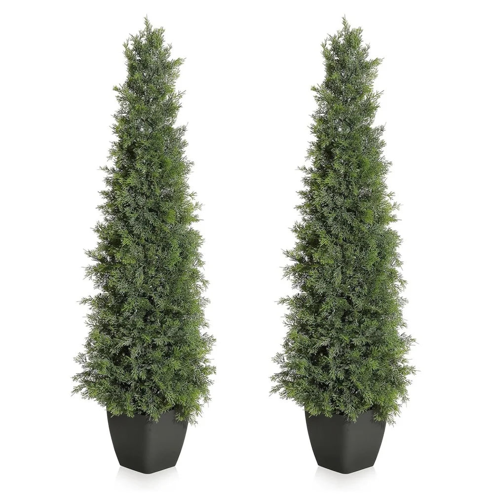 HiMISS 2 Pcs Artificial Cedar Trees Greenery Indoor Outdoor Decor