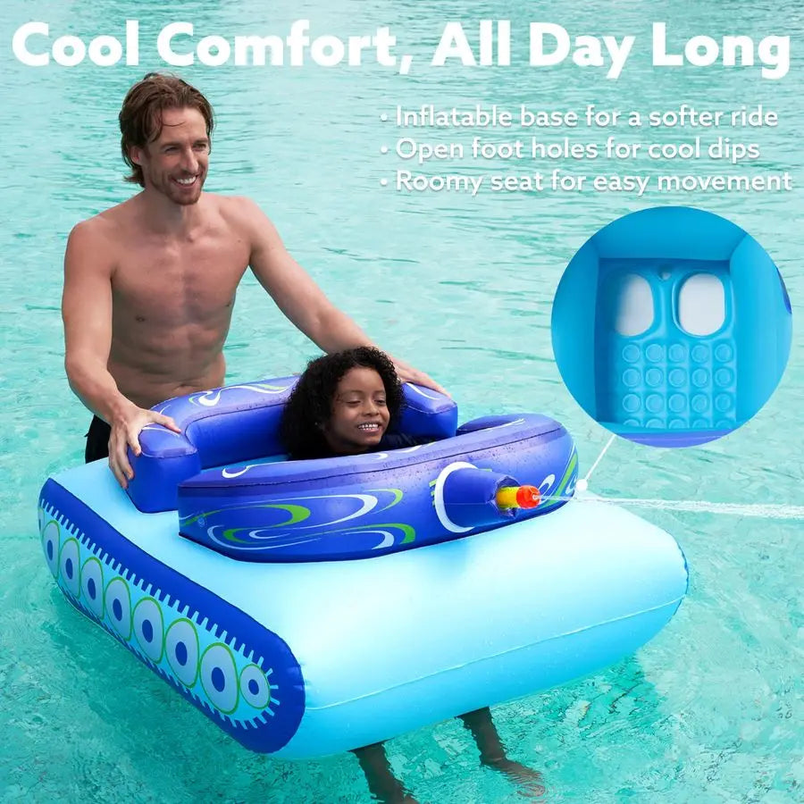 Inflatable Tank Pool Float For Kids With Water Gun Battle