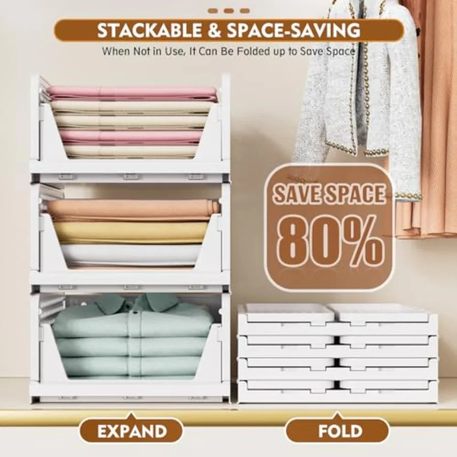 Stackable Closet Storage Basket Multifunctional Foldable Organizer For Home