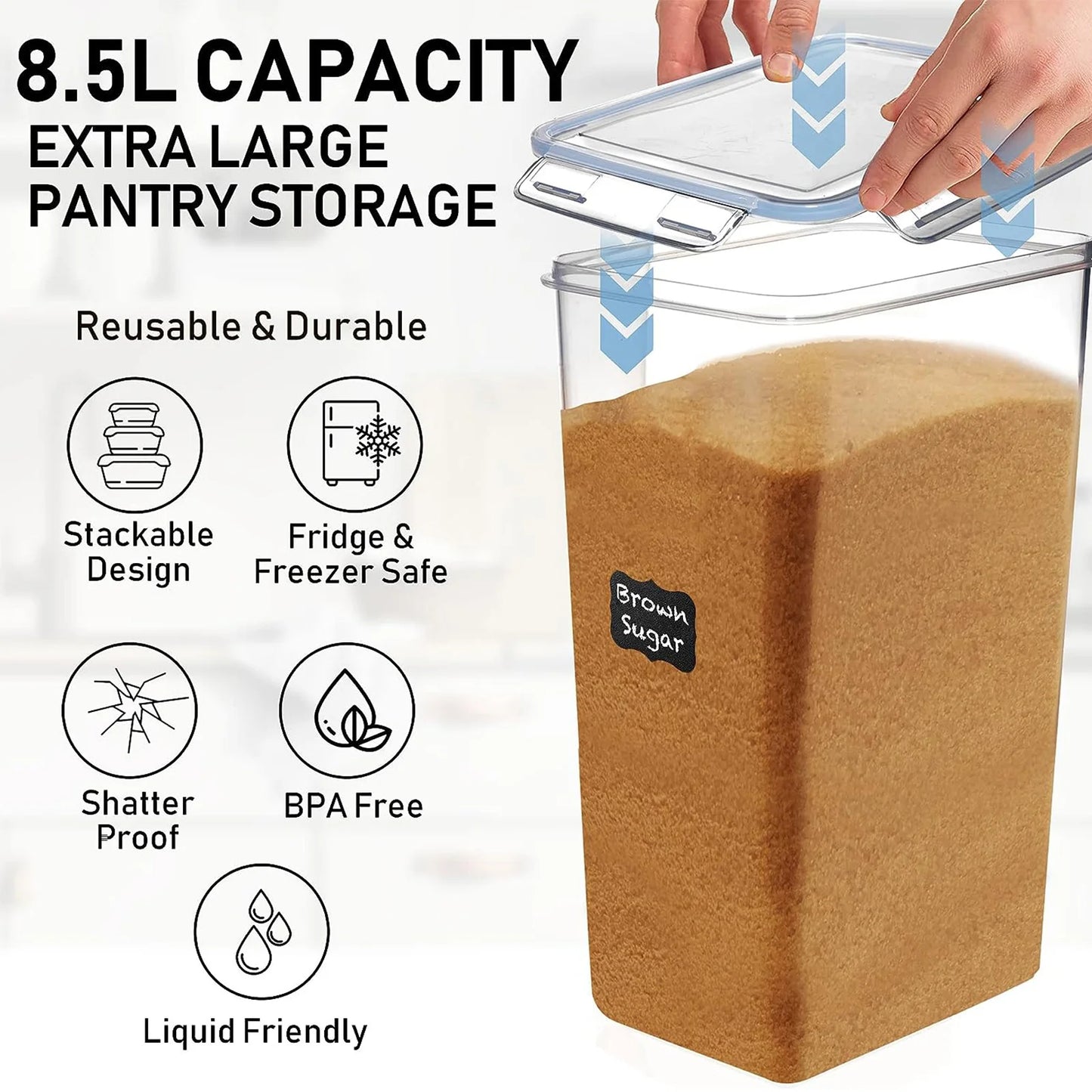 Airtight Food Storage Containers For Flour Sugar Pantry Cereal