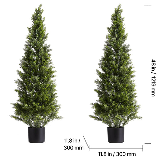 SucceBuy Artificial Topiary Cedar Trees 2 Piece Set