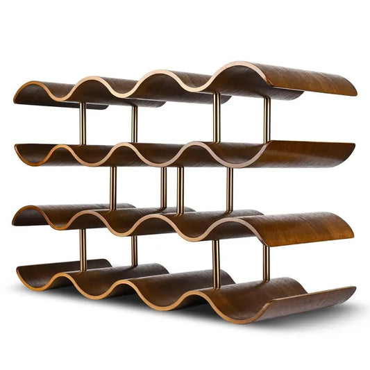 XMSJ Solid Wood Freestanding 14 Bottle Wine Rack 4 Tier