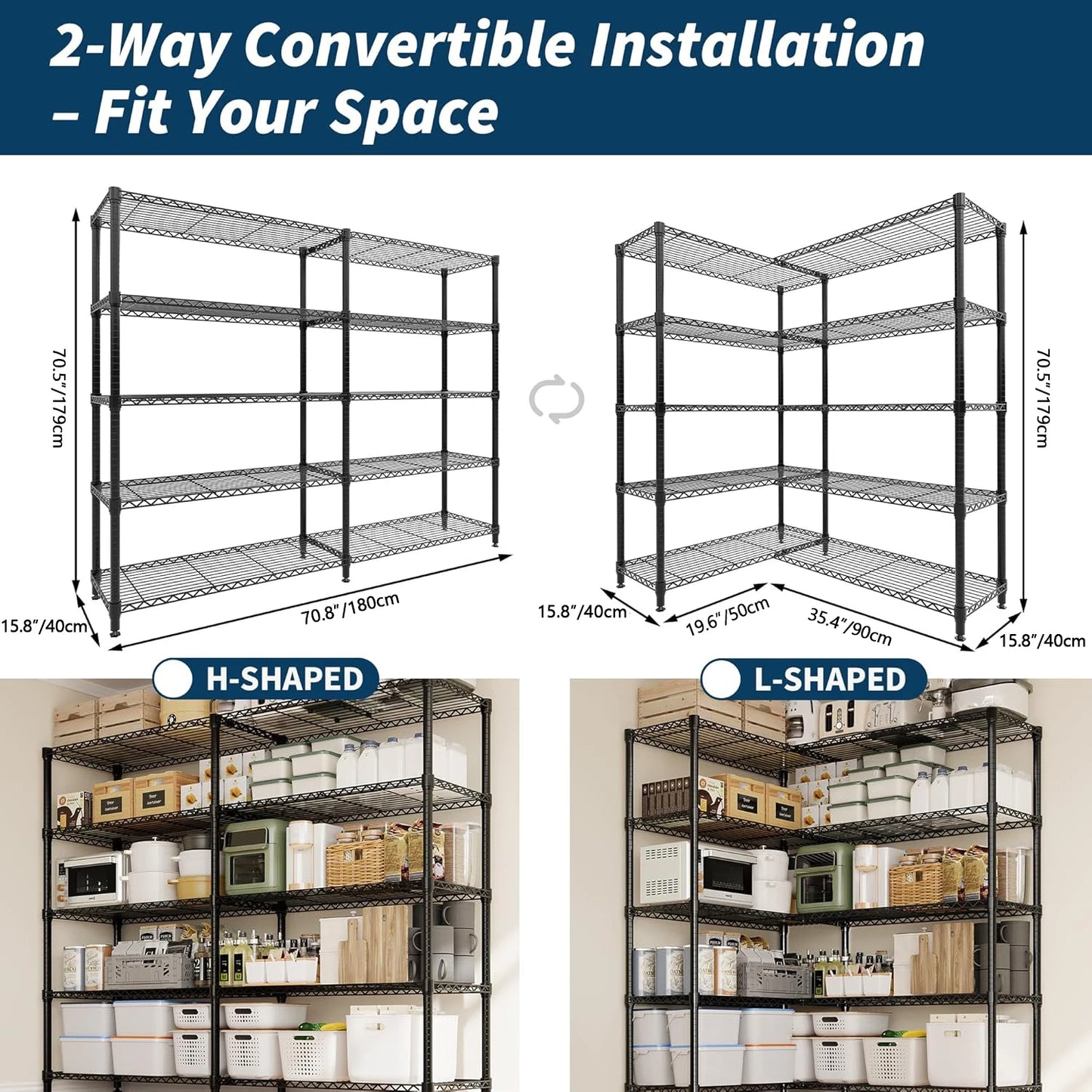 TWISTER.CK Heavy Duty Five Tier Metal Storage Shelving Unit
