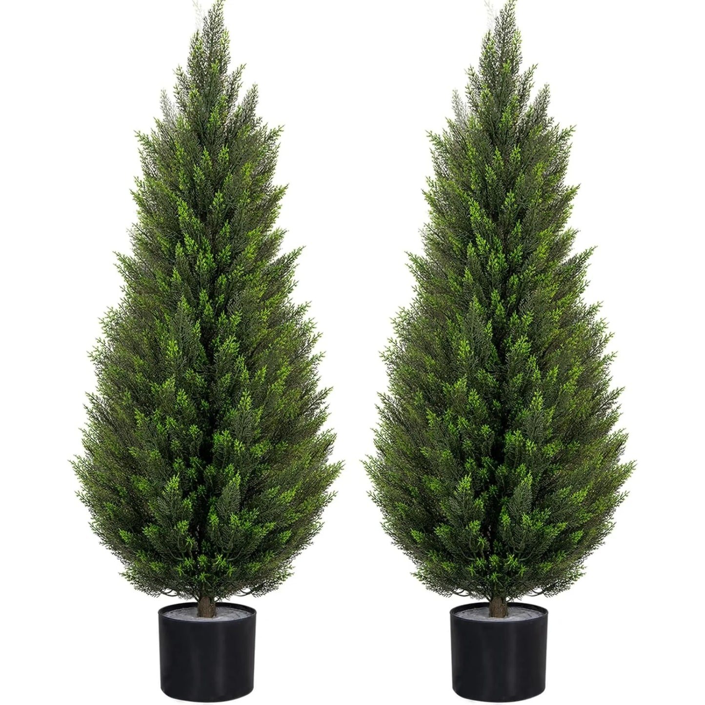 Artificial Topiary Cedar Trees UV-Resistant Faux Evergreen Outdoor Plants