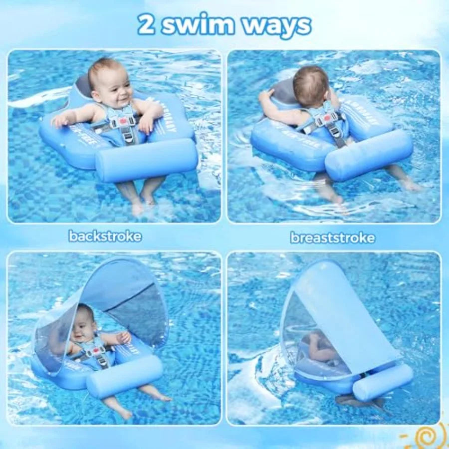 Non Inflatable Baby Pool Float With Canopy UPF50 Sun Protection