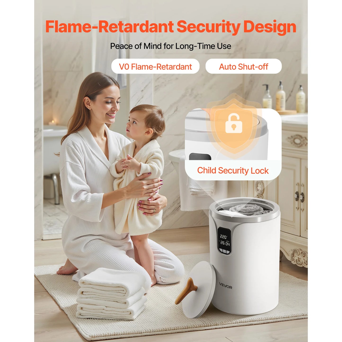 SucceBuy Towel Warmer Bucket With LED Light And Temperature Control