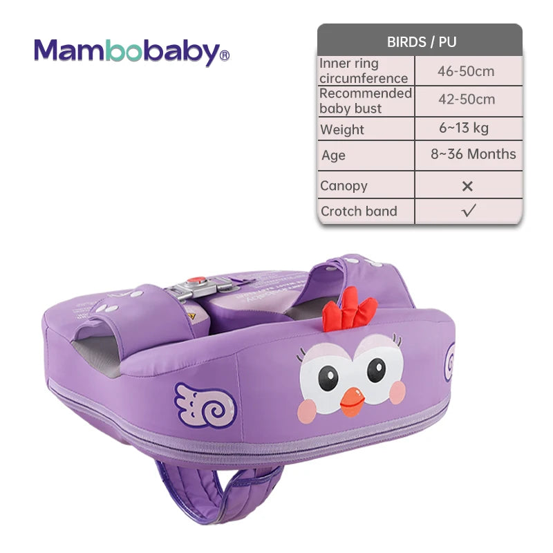 Mambobaby Baby Float With Inflation Free Core Sunshade Crotch Strap